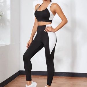 Black and White cut-out Sports bra & Leggings